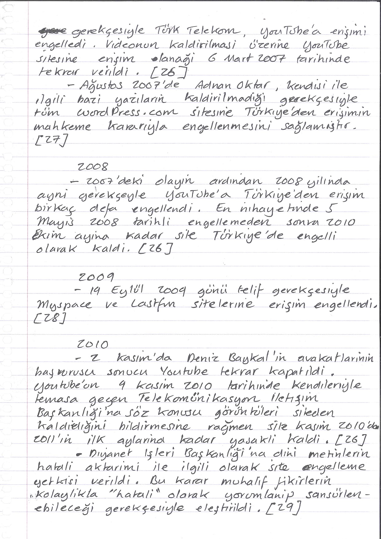Censorship in Turkey, Handwritten