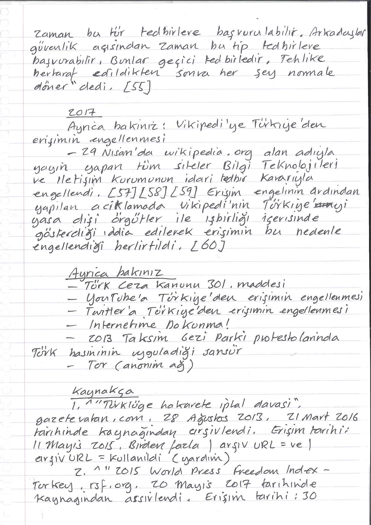 Censorship in Turkey, Handwritten