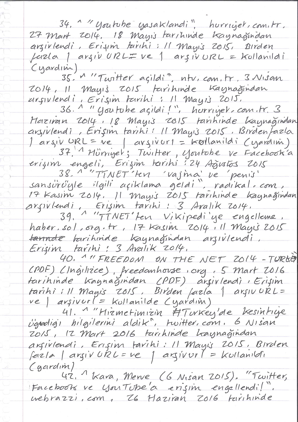 Censorship in Turkey, Handwritten