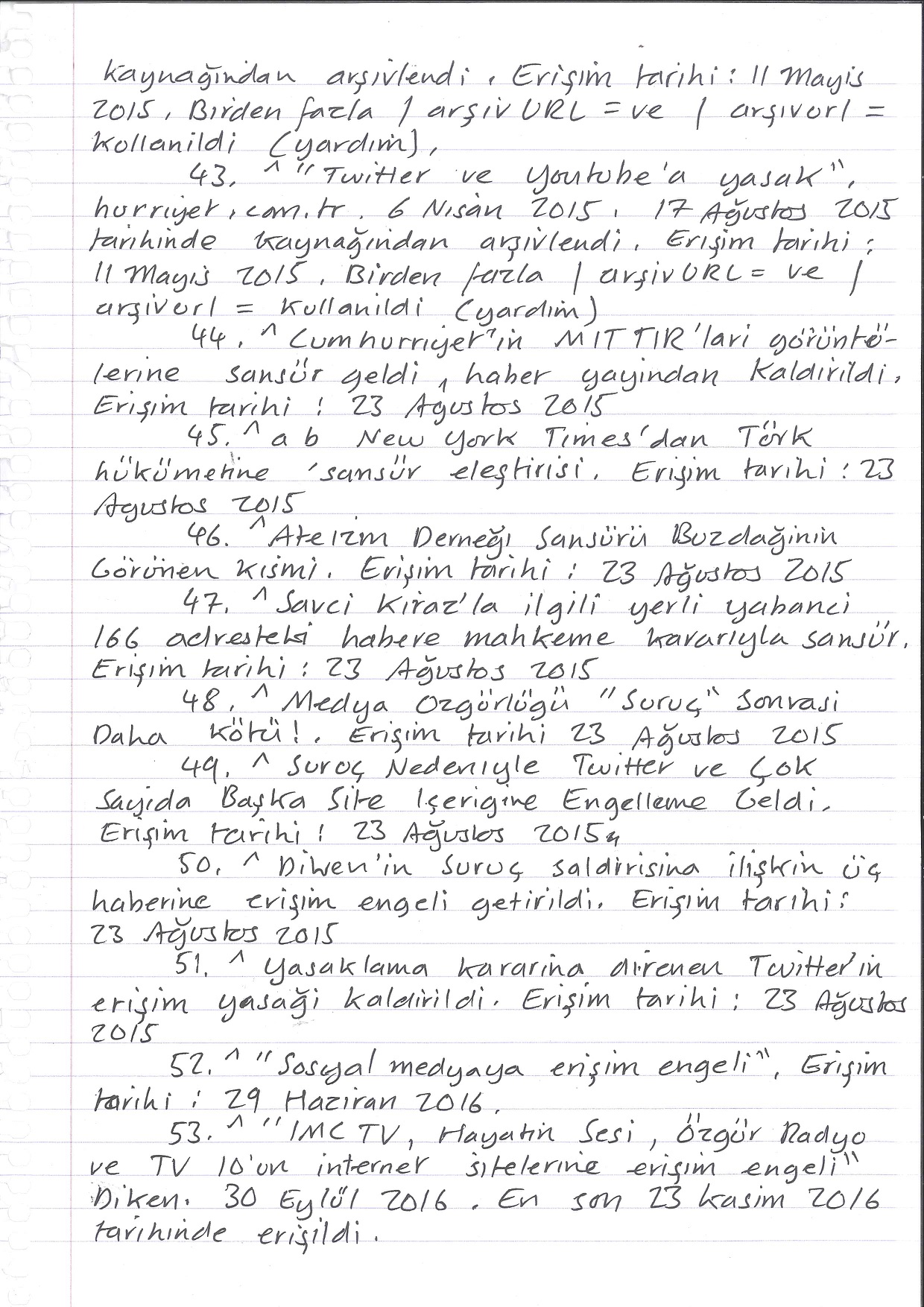Censorship in Turkey, Handwritten