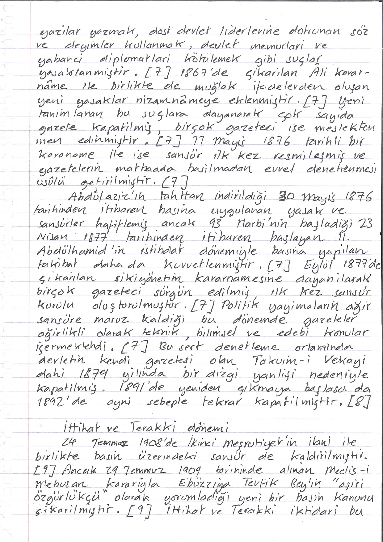 Censorship in Turkey, Handwritten