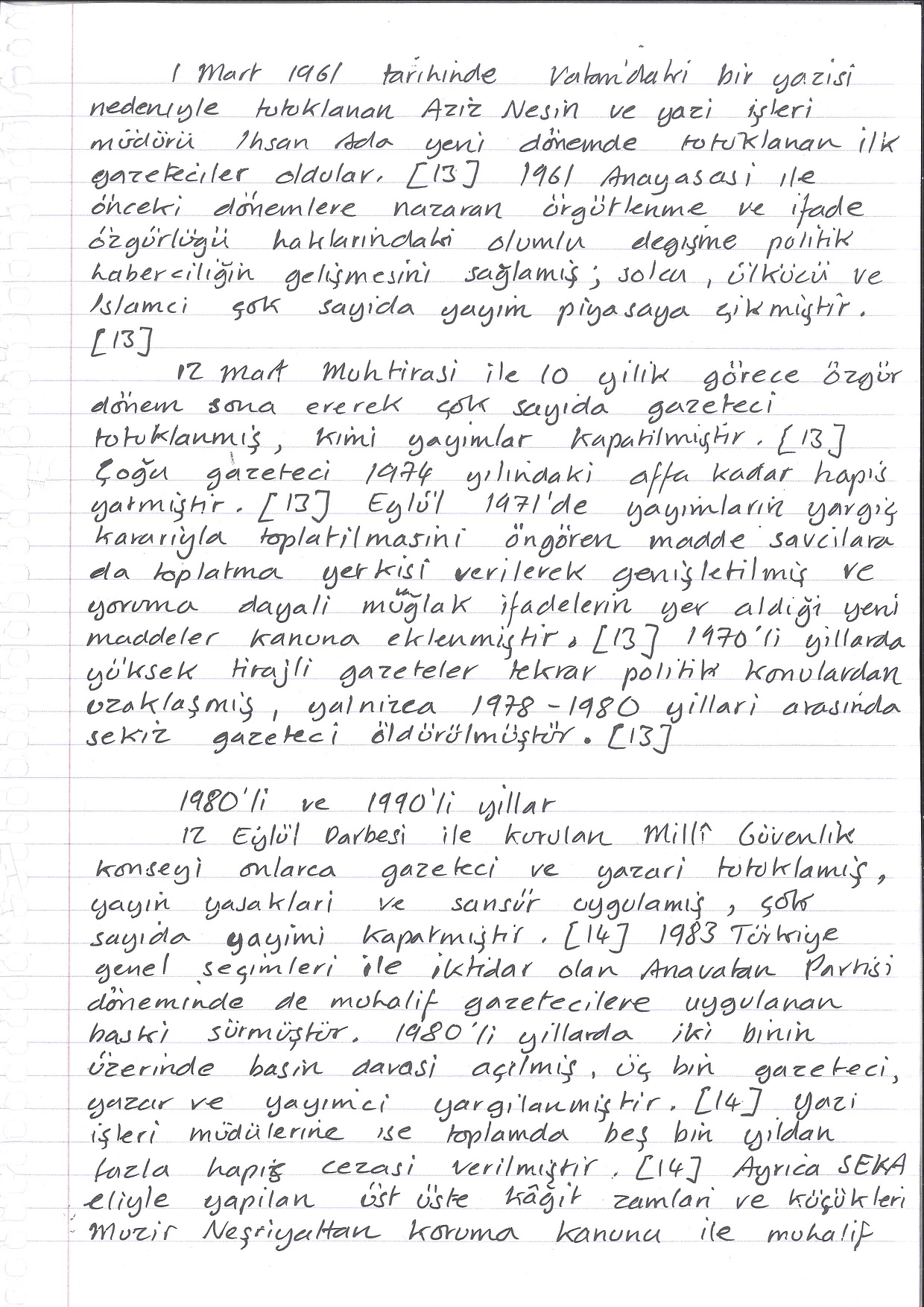 Censorship in Turkey, Handwritten