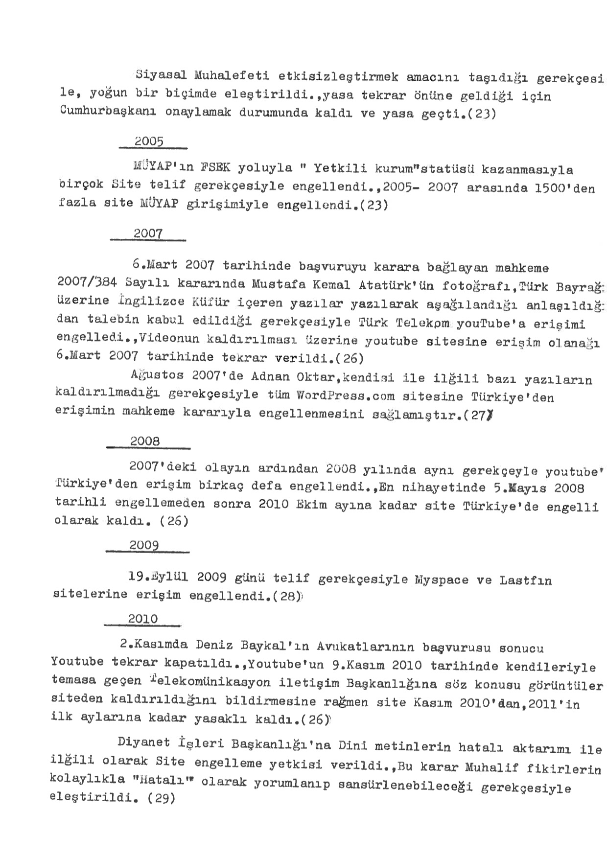 Censorship in Turkey, Typed