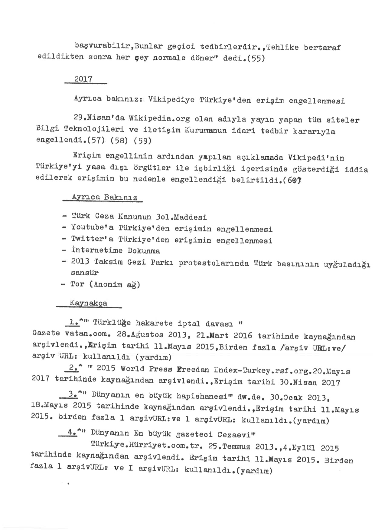 Censorship in Turkey, Typed