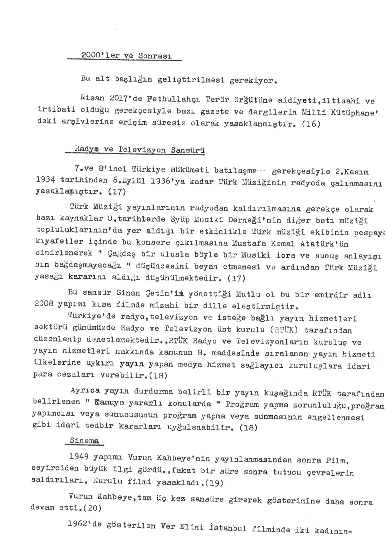 Censorship in Turkey, Typed