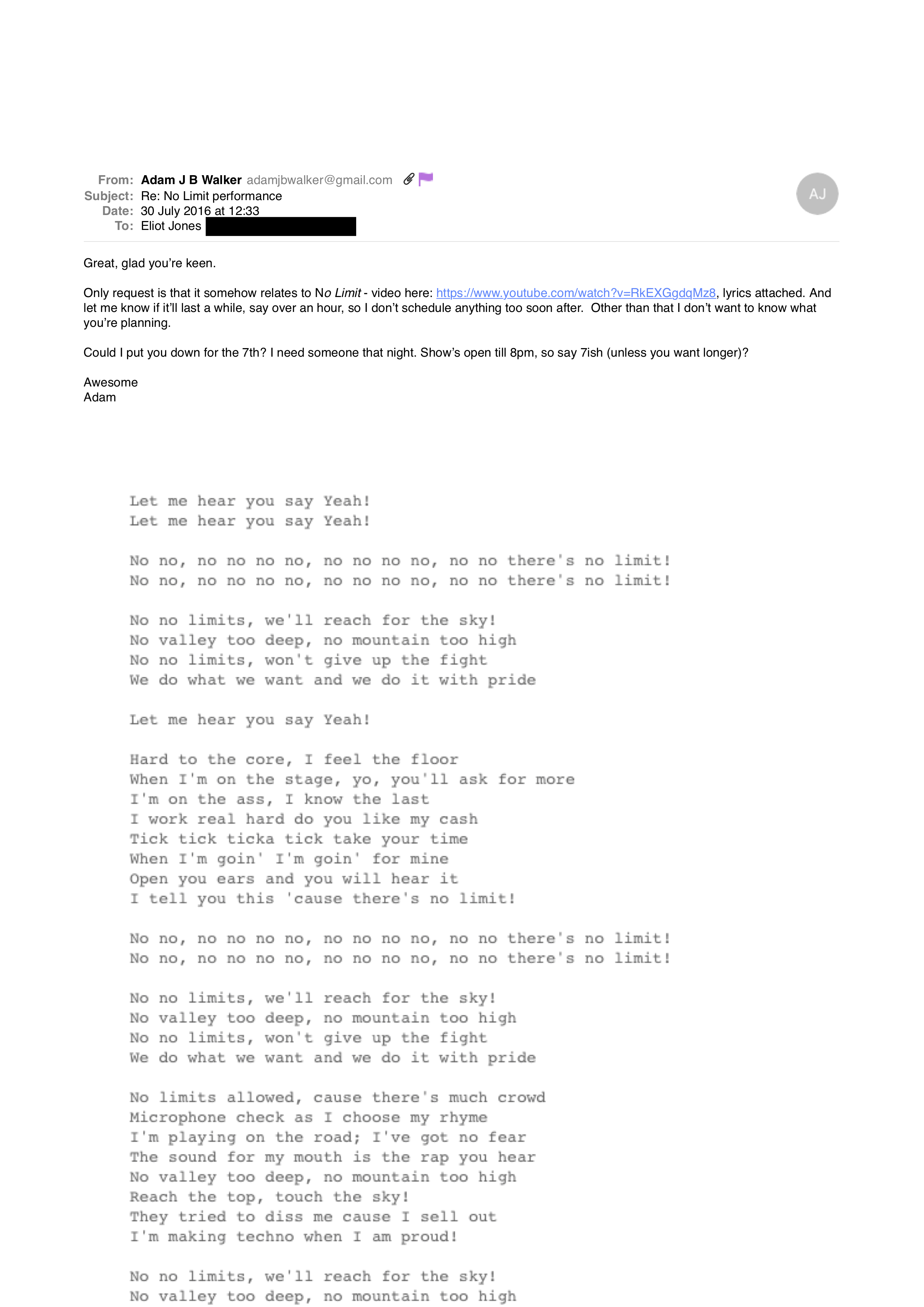 correspondance example page