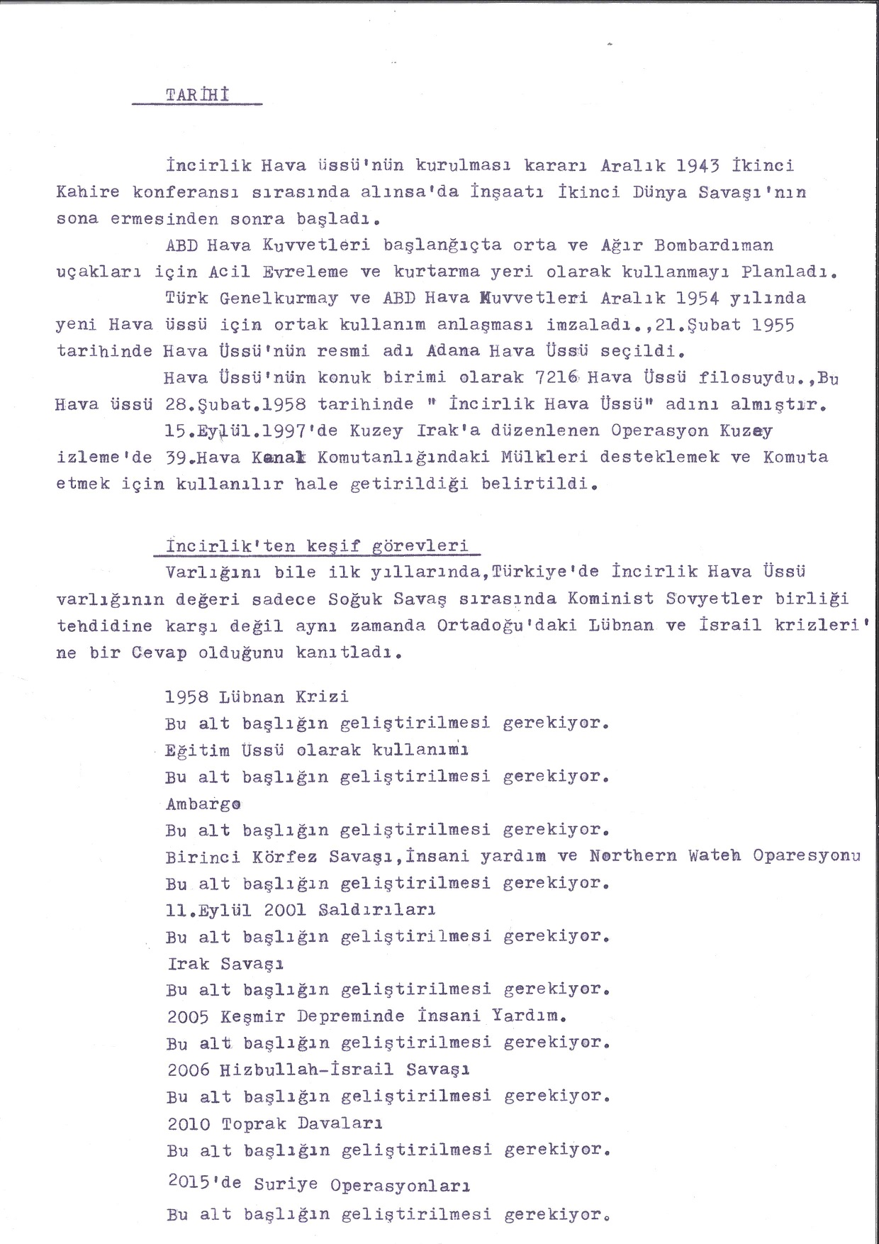 Incirlik Air Base, typed