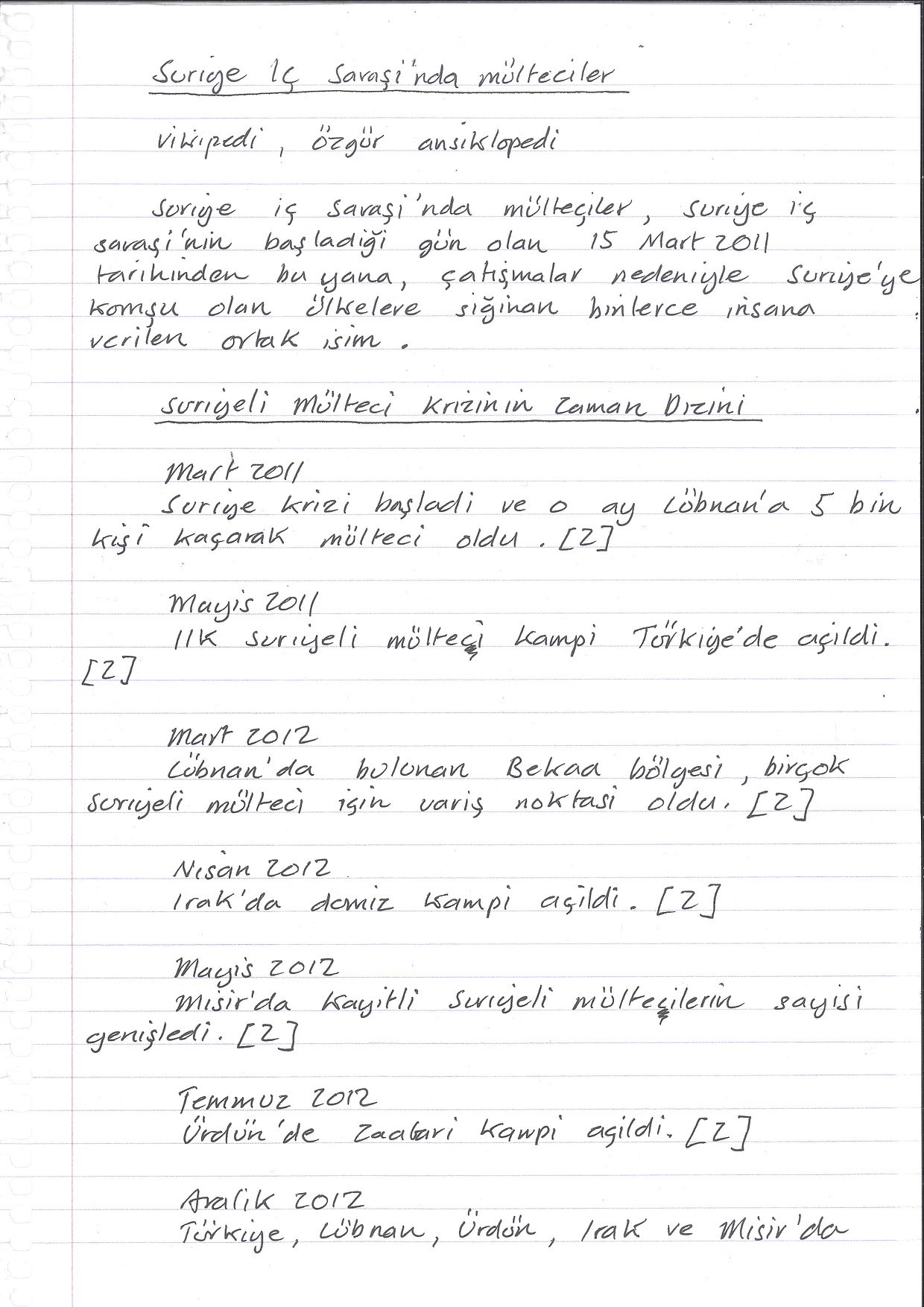 Refugees of the Syrian Civil War, Handwritten