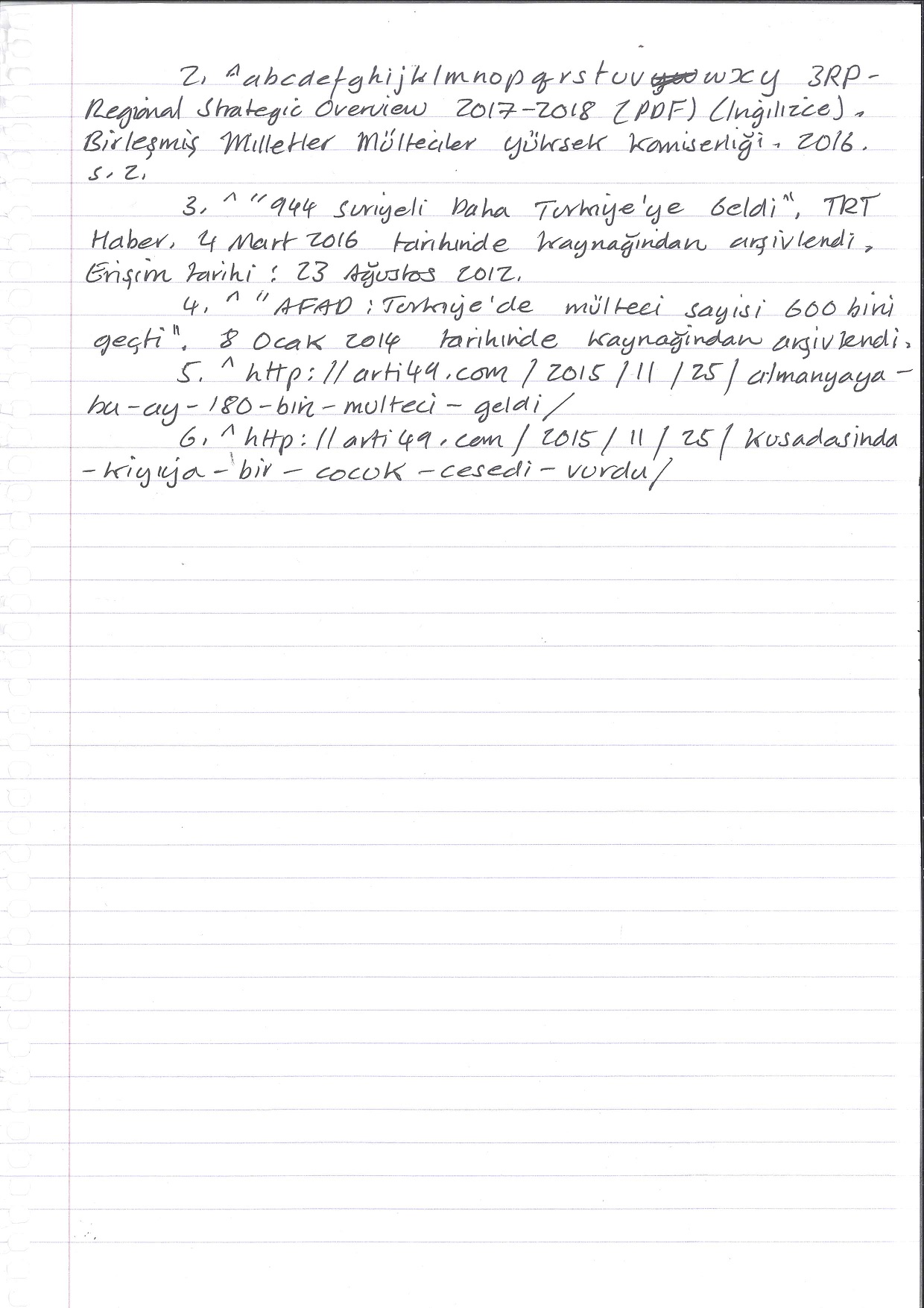 Refugees of the Syrian Civil War, Handwritten