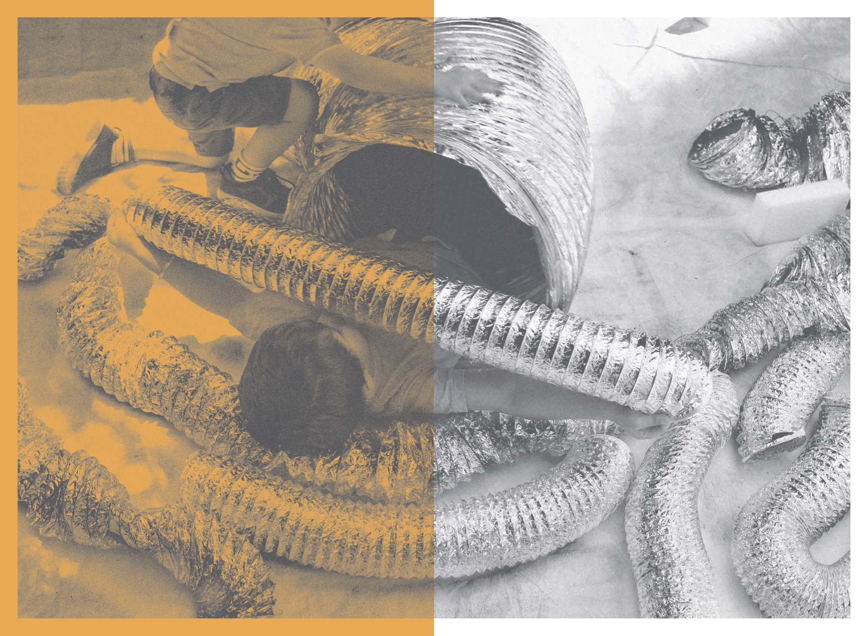 children playing in metallic tubes